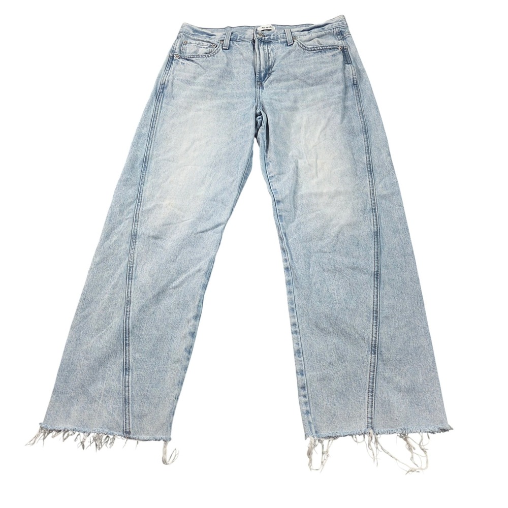 Pistola LA High Rise Wide Leg Jeans Womens 29 Light Wash Seam Detail Frayed Hem
